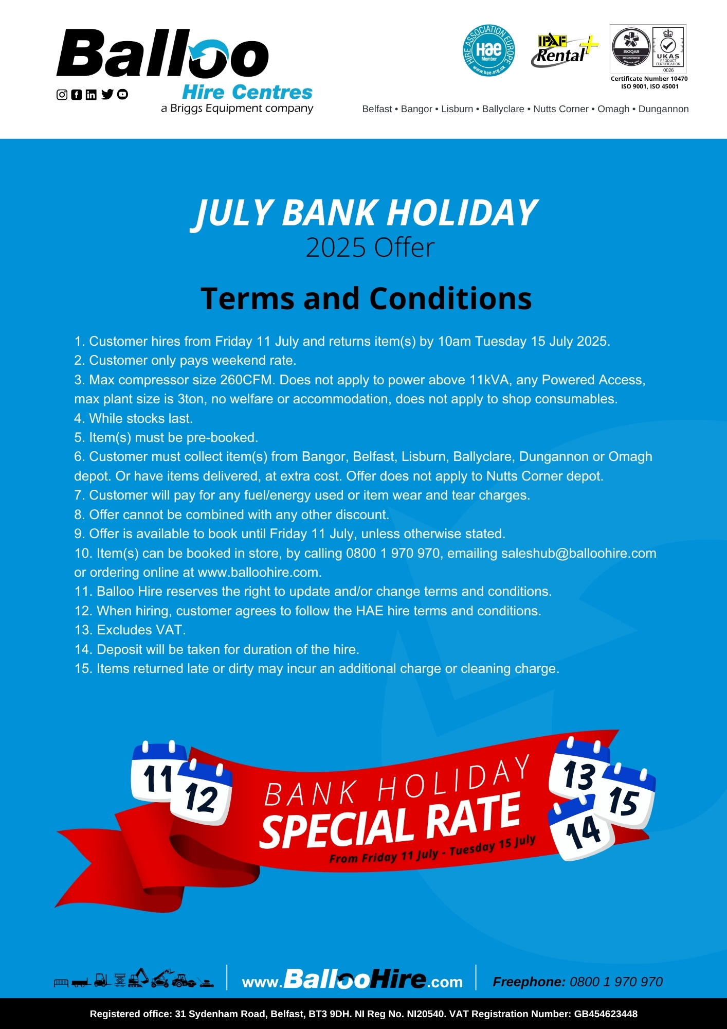 July Bank Holiday Deal T&C's